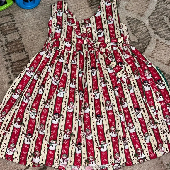 Vintage 90s Little Girls Handmade Christmas "Let It Snow" Dress Size 3T - Picture 4 of 6